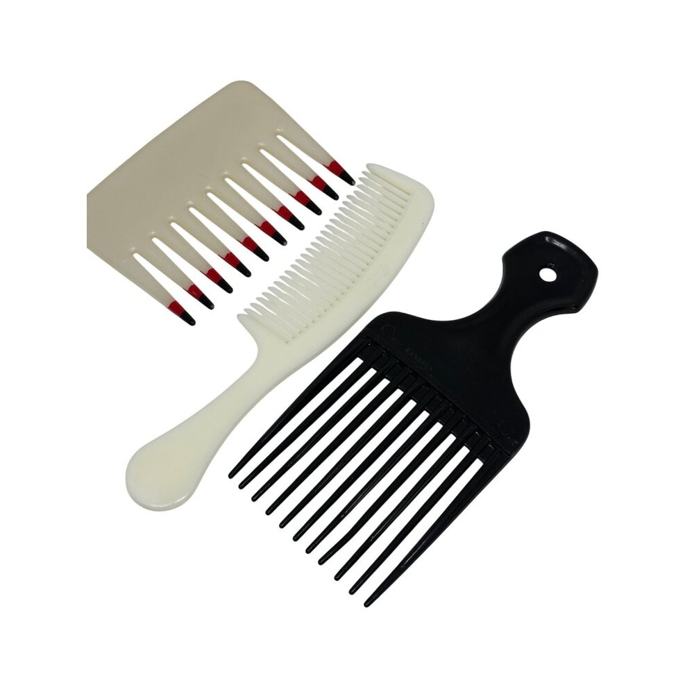 VTG Goody Hair Comb Set Black Pick White Detangler Beige Wide Tooth Red Style